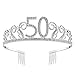 BABEYOND Crystal Birthday Tiara Rhinestone Princess Crown Happy Birthday Crowns Silver Diamante Happy 50th Birthday Tiara Crown (Silver-50th)