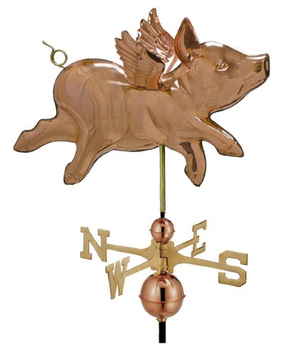 Good Directions Flying Pig Weathervane, Pure Copper
