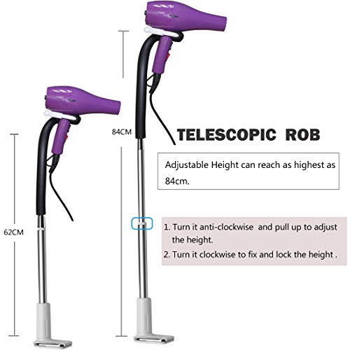 Pard Clamp Mount Hair Dryer Holder, 360 Degrees Rotation Adjustable Hands Free Dog Pet Cat Grooming Table Stand Holder, Silver