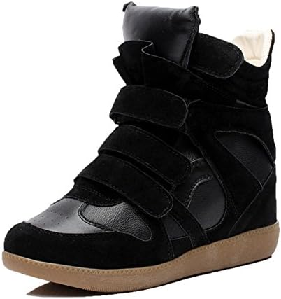 PP FASHION High Top Paltform Wedge Women's Hidden Heel Cansual Sneaker SportShoes Black 8B(M)