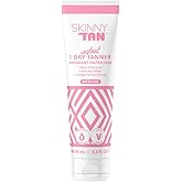 SkinnyTan 1 Day Instant Tanner - Self Tanning Lotion for Face and Body - Skin-Perfecting Coverage with Delicious Scent - Easy Rinse - Medium - 3.3 oz