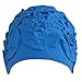Blue Floral Embossed Latex Swim Cap