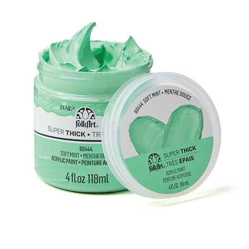 FolkArt Super Thick Acrylic Paint with a Textured Finish, Soft Mint, 4 oz