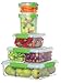Sistema Fresh Collection Food Storage Container, 33.8 oz./1 L, Clear/Lime Green, 3 Count
