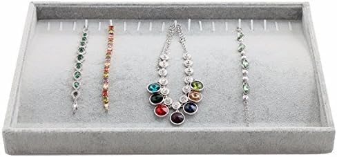 MyshineStyle Velvet Jewelry Tray Showcase Necklacec Display Storage Case Accessories Organizers,20 Hooks, 1 Piece (Necklace Jewelry Tray)