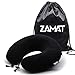 ZAMAT Breathable & Comfortable Memory Foam Travel Pillow, Adjustable Travel Neck Pillow for Airplane Travel, 360° Stable Neck Support Airplane Pillow with Soft Velour Cover, Portable Bag (Black)