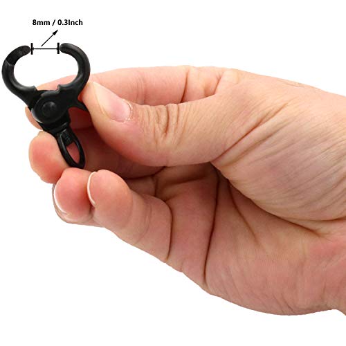 BIKICOCO 2/5\'\' Swivel Trigger Snap Hook Lobster Claw Clasp Spring Loaded Clip, O-Ring Ended, Black - Pack of 10