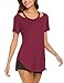 Queensheero Women's Summer Cut Out Short Sleeve T-Shirts V Neck Casual Basic Tee Tops