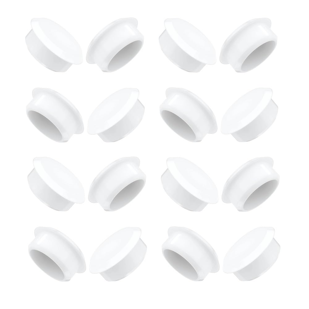 Merriway BH01148 (100 Pcs) Flush Fitting Push Fit Screw Caps Covers, White 13mm Diameter Cap To Fit 10mm Hole - Pack of 100 Pieces