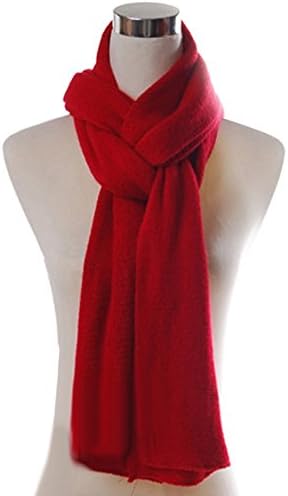UZZO™Newest Autumn Winter Warm Super Long Thick Knit Wool Scarf Unisex Women Men Boys Grils Extra Long &amp; Wide Couples Style Neck Long Knit Scarf Cowl Hood Shawl(Red)+1Free Key Ring