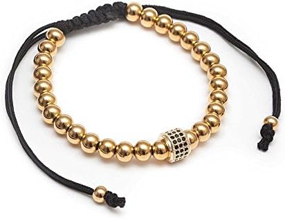 FORZIANI Barcelona 14K Gold Beads Bracelet, Adjustable, Luxury Gift Box and Leather Pouch - Best Gift for Him