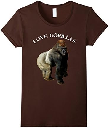 Womens Love Gorillas Zoo Silverback Gorilla T Shirt XL Brown