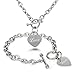 Tioneer Stainless Steel Engraved Love Heart Charm Bracelet and Necklace