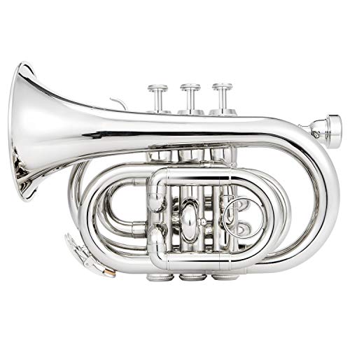 Eastar Pocket Trumpet B Flat for Beginners Students, Brass Trumpet
