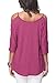 iGENJUN Women's Casual Loose Hollowed Out Shoulder Three Quarter Sleeve Shirts,L, Berry
