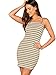 Floerns Women's Tank Dress Casual Stripe Dress Spaghetti Strap Bodycon Mini Dress Multi M