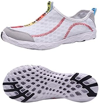 WallyDeals Men's Aqua Water Shoes Quick Drying Mesh Slip On Lightweight Outdoor Sneakers White