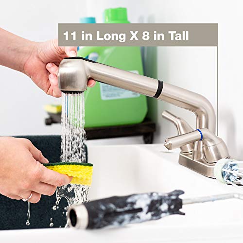 Universal Laundry Tub Faucet by VETTA, Double Handle Pull Out Spray