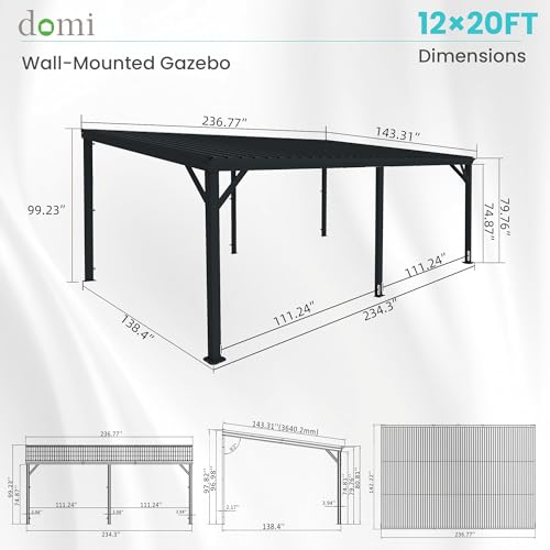 Domi 12'x20' Lean-to Gazebo Review: Wall-Mounted Patio Shelter With Steel Roof image 24