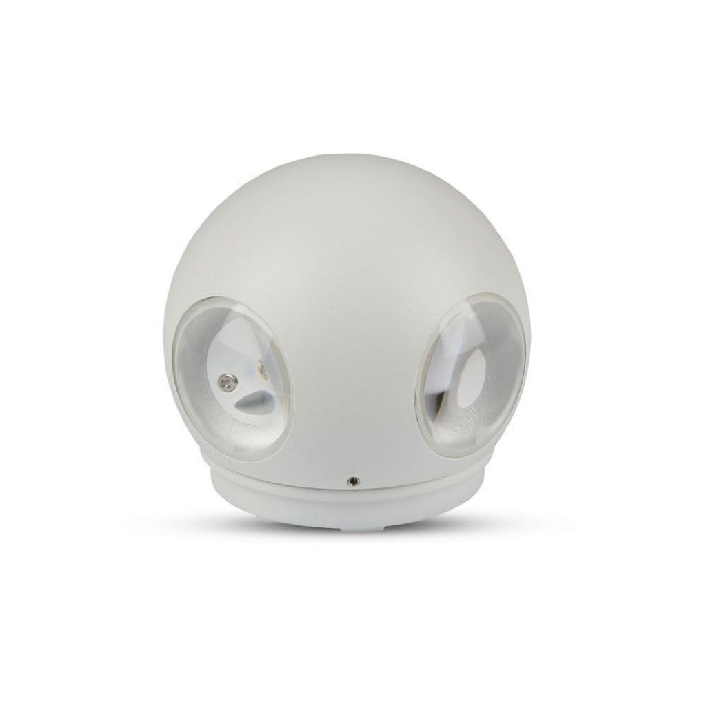 V-TAC Modern Round Wall Light Four Directions, IP65 Waterproof White Body Four Directions Wall Lamp for Garden Parking Hallways Gates Facade, Warm White Light, 4W 3000K Soft White Light, VT-834-W