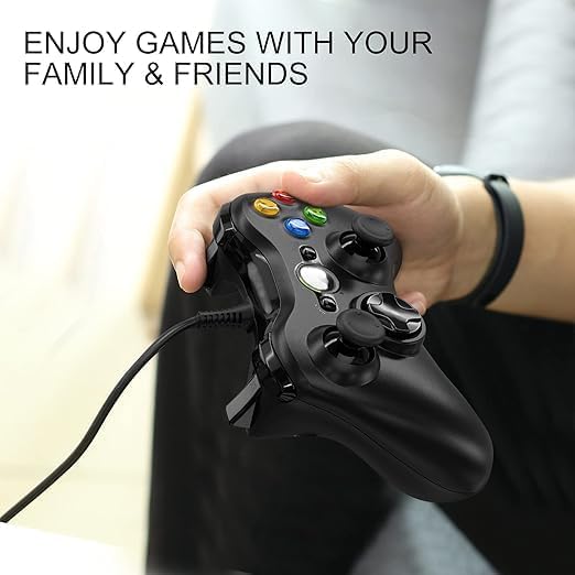 Gezimetie Wired Controller for 360, PC Game Controller for 360 with Dual-Vibration Turbo Compatible with 360/360 Slim and PC Windows 7,8,10,11
