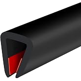 Rubber Edge Trim, Self-Adhesive Rubber Edge Protector for 1/4" Mirror and Flexiglass, EPDM Material, Fit 1/4"(6mm), Length 20Ft, Black Color, U Channel Edge Trim