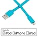 Aduro - Apple Certified / MFi - USB to Lightning Extra Long FLAT Charge & Sync Cable fits all Apple Devices with Lightning Connector - iPhone 5 / 5S / 5C / 6 / 6 Plus, iPad 4, iPad Mini, iPad Air, New iPod Touch and Nano (10 Feet / 3 Meters) (Blue)