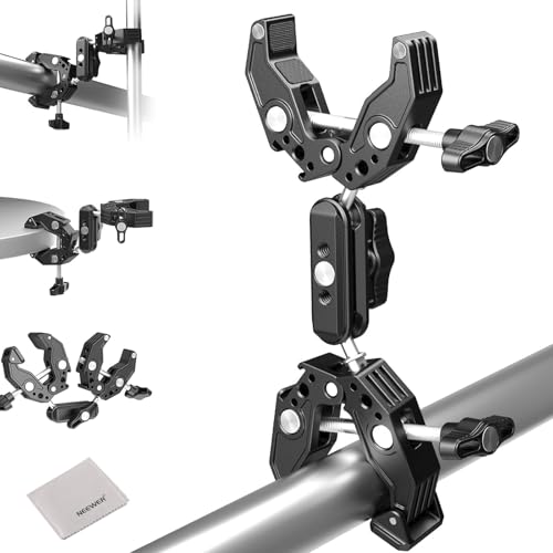 NEEWER Super Clamp with Magic Arm, Double Clamp Mount, Cleaning Cloth, Camera Bars, Desk Mount, Light Tripod, Reflector, Cross Bar, Motorcycle, Accessories