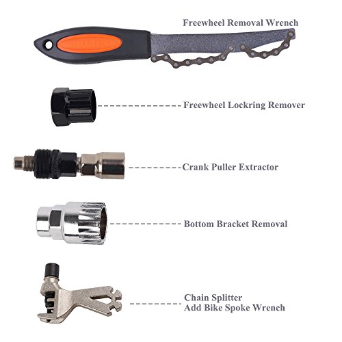 Feiyang Bicycle Repair Tools kit,Freewheel Removal Wrench + Sprocket Lockring Remover + Crank Puller Extractor + Bottom Bracket Removal + Chain Splitter with Bike Spoke Wrench