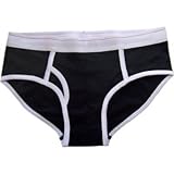 Bella Ladies Cotton/Spandex Logan Boy Brief Panties Underwear - Black/White