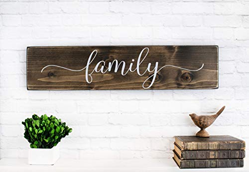 Dark Walnut Family Wooden Sign - Rustic Farmhouse Wood Handmade Decor - Wood Wall Home Decor