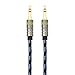 iKross 10 Feet 3.5mm Jack Braided Sleeve jacket Stereo Auxiliary Aux Audio Cable - Black / Blue for iPhone, iPod, Smartphone, Tablets and MP3 Players
