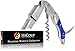 Hicoup Wine Opener - Professional Corkscrews for Wine Bottles w/Foil Cutter and Cap Remover - Manual Wine Key for Servers, Waiters, Bartenders and Home Use - Stainless Steel w/Sapphire Resin Inlay