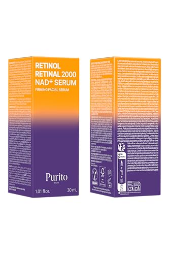 PURITO Retinol 0.1% + Retinal 0.1% Anti-Aging Facial Serum | for Wrinkles, Fine Lines & Firmer Skin | Dual Retinoids with NAD+, Improve Elasticity & Skin Texture | Korean Skincare, 30mL 1.01 fl.oz