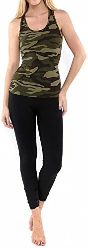 Van Hannah Women's Green Camouflage Soft Stretch Tank Top with Racerback Design (M/L, GREEN-MULTICOLORED-RT149)