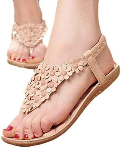 Women's Sweet Summer Sandals Beaded Bohemian Dress Flip-Flop Herringbone Shoes