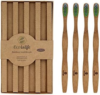 Bamboo toothbrush by Ecoislife | toothbrush | disposable toothbrush | organic toothbrush | healthy teeth healthy planet | soft and BPA free bristles | green and blue bristles