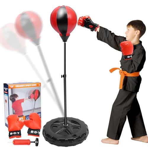 Photo 1 of COUOMOXA Punching Bag Sports for Kids: 3 4 5 6 7 8 9 10+ Years Old for Kids Adjustable Boxing Bag with Stand - Boxing Training Set Age 3-12 Home Gym - Birthday Gifts for Girls Boys
