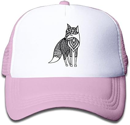 Fox Boy &amp; Girl Grid Baseball Caps Adjustable Nice Icon Trucker Hat Fashion Pink