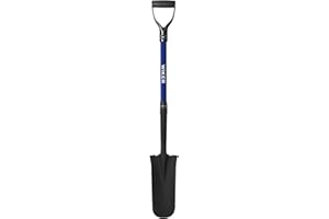 WIKER Spade Shovel,Sharp Shooter Shovel,Shovels for Digging,Planting,Trenching,Gardening,Drain Spade with Fiberglass Handle Heavy Duty,Blue,45 inches