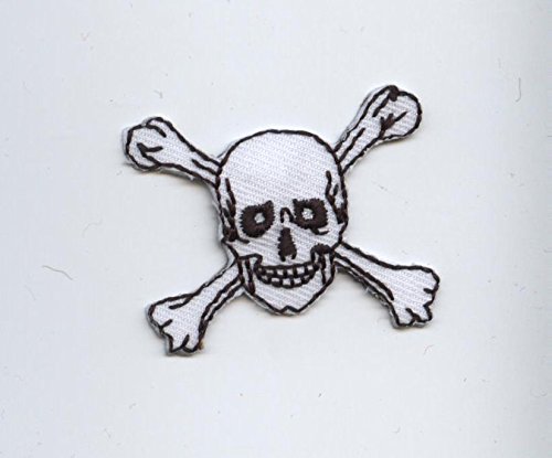 Small Skull and Cross Bones Iron on Embroidered Patch