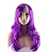 Long Curly Anime Cosplay Synthetic Wig 11 Colors Heat Resistant Fiber Full Wig with Bangs Layered Wavy Vogue 23'' / 58cm for Women Girls Lady Fashion and Beauty (purple)
