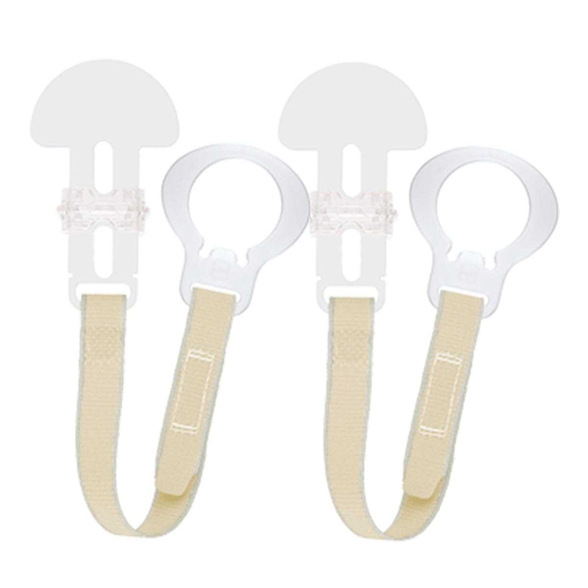 MAM Dummy Clip | 2 Pack | Baby Soother Clips Fit All MAM Soothers | Adjustable Length and Lightweight Design | Baby Accessories | Cream Strap | Dummies Not Included
