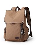 Muzee Canvas Backpack for School Travel Rucksack Fits up to 15 inch Laptop (Coffee)
