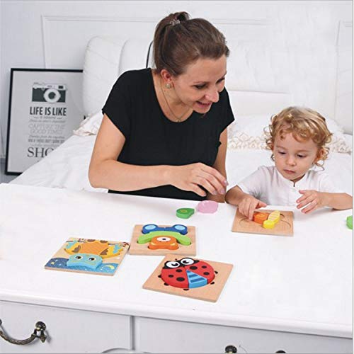 Diojilad Wooden Animal Jigsaw Puzzles for Toddlers Early Educational Toys Gifts with 5 Animals Patterns Shape & Color Recognition Toys for 1 2 3 4 Years Old Girls and Boys