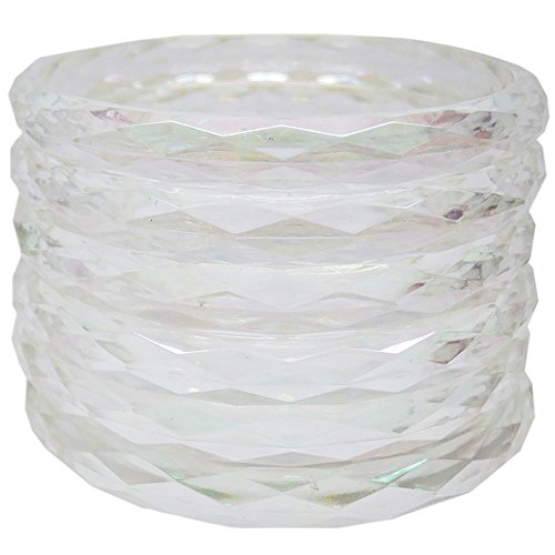 GirlPROPS(R) Set Of 6 Vintage Aurora Borealis Finished Bangles Iridescent From Austria!, Adult, Clear Ab in Clear with Ab Finish