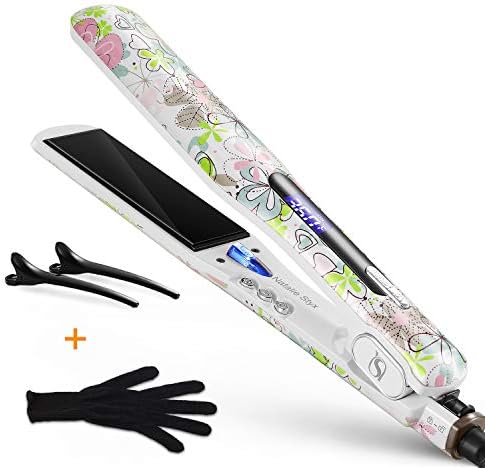 Natalie Styx Professional Ionic Flat Iron Hair Straightener, Straightens & Curls with Adjustable Temp, 1.5" Plates Hair Straightener for All Hair Type, Dual Voltage, Gift for Women
