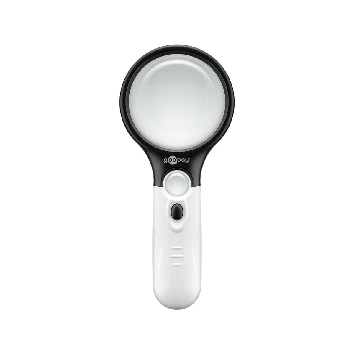 Goobay 41255 Illuminated Reading Magnifying Glass - Lightweight Hand Reading Magnifier with LED Light - High Clarity - Distortion- Magnifying Glass with 2x and 12x Magnification - Magnifying Glass
