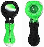 Unbreakable Indestructible Silicone Honey Straws with Clean Cover Free Decorative Bowls Inside Easy to Clean (Black&Green)