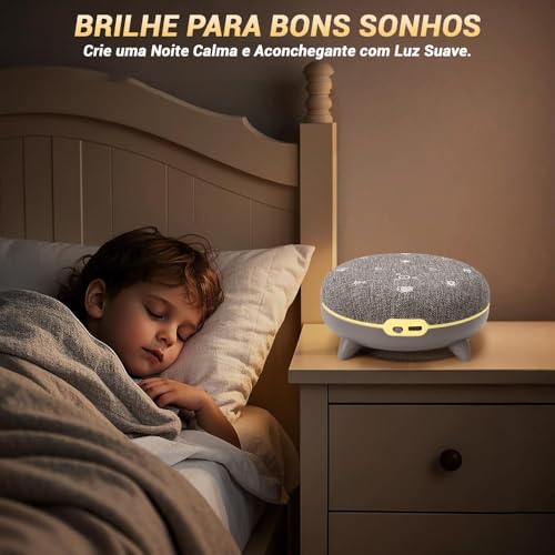 Aparelho Ruido Branco, Máquina de Ruído Branco, Máquina de Som Portátil com 7 Sons Calmantes, Temporizador de Som para Dormir e Luz Noturna